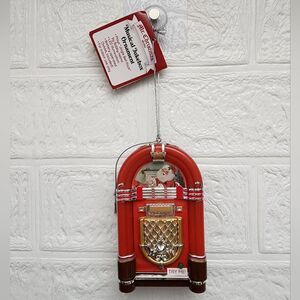 New Mr. Christmas Mini Retro Jukebox with Music Ornament, 5" Red